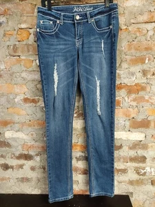 VD Vivi Diva Jeans Juniors Sz 7 Bedazzled Gems Embellished Distressed 74 - Picture 1 of 4