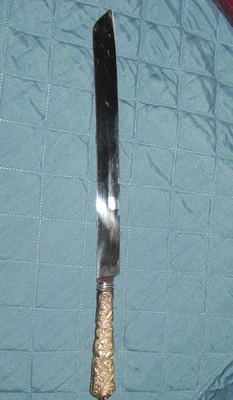 CUCHILLO PAN PASTEL BODA 16" PLATA ESTERLINA WEBSTER VINTAGE MANGO ORNAMENTADO Foto 1 de 4