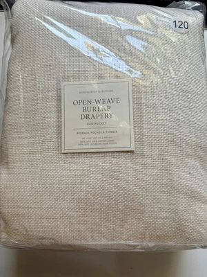 Restauración Hardware tejido abierto arpillera, bolsillo varilla cortina, 50 x 1 20, 100% yute Foto 1 de 4