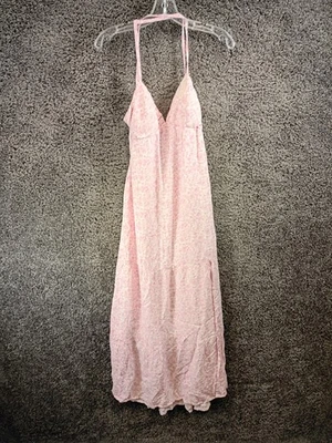 Maxi Vestido Hollister Espalda Abierta Mujer Mediano Pequeño Rosa Floral Bolsillos Incorporados Foto 1 de 4