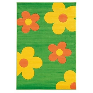 Linon Corfu Floral Machine Made Frieze Yarn 5'x7'7" Rug in Lime Green - Picture 1 of 4
