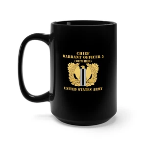 Taza Negra 15oz - Ejército - Suboficial en Jefe - CW05 - Retirada - Plana - Eagle an - Imagen 1 de 2