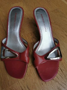 Red Leather Sandals Women Size 5 - Picture 1 of 2