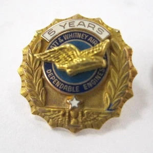 Vintage Pratt Whitney 5-Year Service Pin 10K Gold 2.59g - Picture 1 of 3