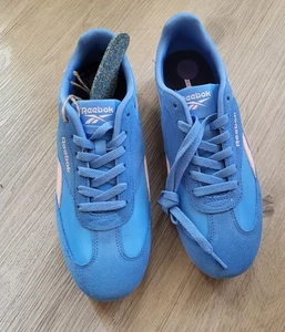 Reebok Forte Lounger Sneakers Womens 8.5 Blue White Low Profile Ortholite Retro - Picture 1 of 12