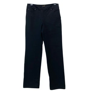 Peck & Peck Weekend Black Stretch Pants Women's Size 6 Straight Leg Zip Closure - Picture 1 of 12