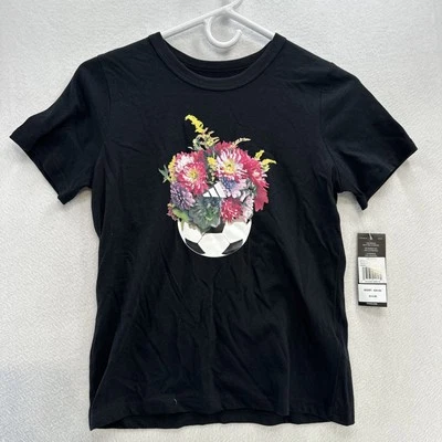 Girls Soccer Adidas Athletic Tee Shirt Flowers Soccer Active Medium 10-12 NWT - Image 1 of 4