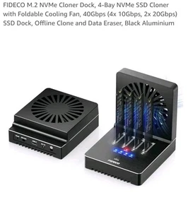 Fideco M.2 NVMe Cloner Dock 4 Bay SSD Cloner 40Gbps Cooling Fan Data Eraser - Picture 1 of 9