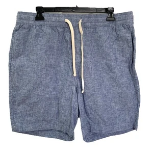 NWT J Crew Linen Blend Dock Shorts Mens Size L Blue Drawstring Pull On - Picture 1 of 6