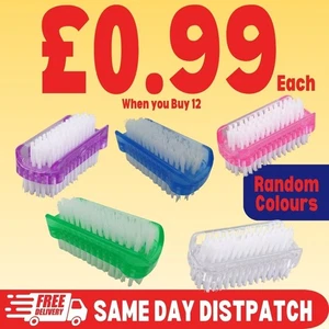 12 x Athena Nail Brush Manicure Pedicure Scrubbing Cleaning White Colours - Picture 1 of 1
