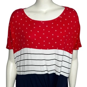 Top Maurices 24/7 rojo blanco azul estrellas y rayas para mujer XXL nudo dobladillo - Imagen 1 de 15