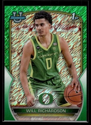 Will Richardson 2022-23 Bowman University Chrome Green Shimmer Card /99 #31 - Image 1 of 2