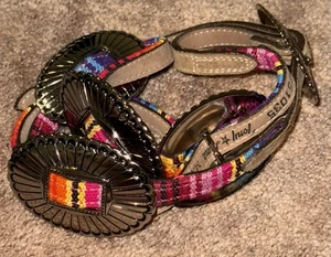 Tony Lama Belt Serape Stripe Silver Multi Concho Belt - Picture 1 of 7