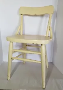 Vintage Child's Wooden Chair 24" Tall Painted Yellow - Picture 1 of 14