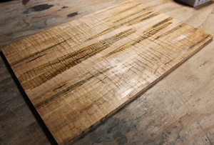 Curly spalted ink line maple drop top .36" thk guitar bass tonewood 2643 - Picture 1 of 19