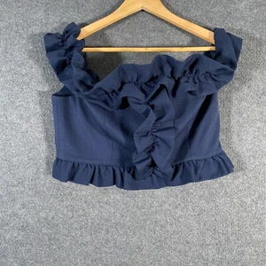 Keepsake Top Womens XL Blue Crop Blouse Fitted Ruffles Evening Formal Ladies Z21 - Picture 1 of 12