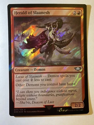 MTG - Herald Of Slaanesh Surge Foil Warhammer 40,000 In Hand NM - Image 1 of 2