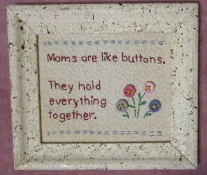 "Moms are like buttons" Hand stitched and framed art. Great gift  Mother's day. - Picture 1 of 5