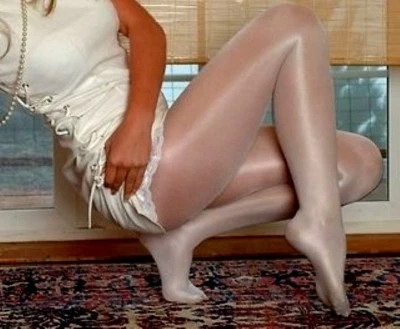 C Peavey Gloss White Shiny Tights Hooters uniform Sheer lingerie seamless Llegs - Image 1 of 4