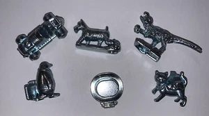 6 CHEATERS MONOPOLY GAME PARTS TOKENS DINOSAUR PENQUIN CAT HAT CAR MOVERS Pieces - Picture 1 of 9