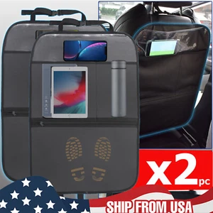 Car Seat Back Protector Cover Organizer Backseat Kick Mat Storage Travel Bag 2Pc - Picture 1 of 8