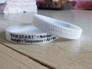 2 NEW What Would Jesus Do? New Start Acronym Wristband Bracelets Barbara O'Neill - Picture 1 of 14