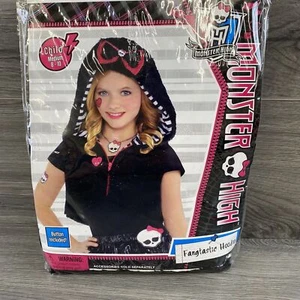 MONSTER HIGH FANGTASTIC HOODIE FUR ZIP VEST BLACK COSTUME ACCESSORY CHILD M 8-10 - Picture 1 of 6