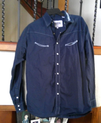 CAMISA DE MANGA LARGA DE ALGODÓN AZUL PARA HOMBRE RESISTOL RANCH WESTERN, MEDIANA Foto 1 de 4