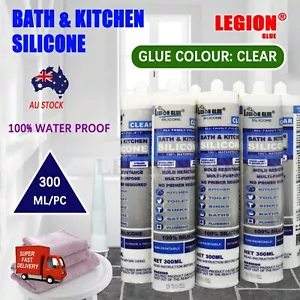 Bath and Kitchen Silicone Sealant Clear 300ml Sinks Toilets Showers Tiles Glass - Picture 1 of 4