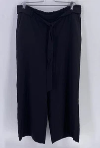 Laurel Conrad Women Trousers Size XL Black Crop Capri Wide Leg Stretch Waistband - Picture 1 of 7
