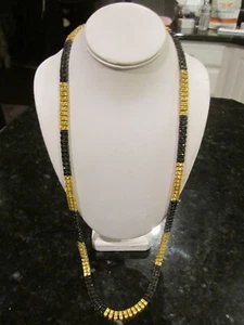 DESIGNER HALSKETTE - SCHWARZE UND GOLDENE KRISTALLE - SCHWER - 34" LANG - BBA38A - Bild 1 von 6