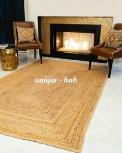 Rug 100% Natural braided jute Rug Handmade reversible Runner Rug home decor rugs