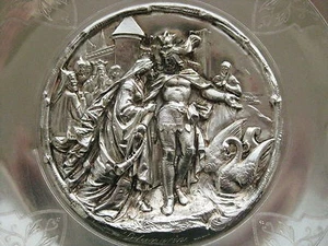 Antigua placa alemana plateada del siglo XIX Siegfried de Gustav Grohe - Imagen 1 de 12