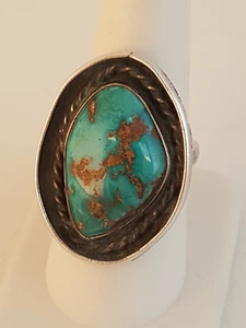 Anillo Navajo Carico Lake turquesa plata esterlina caja de sombra talla 8,25 - Imagen 1 de 10