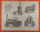 Lokomobilen I - III Straßenlokomotive Lanz Dampfmaschinenanlage Holzstich 1896