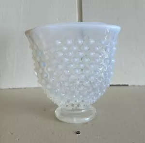 Fenton French Opalescent Hobnail Small Vase Fan Crimp Card Holder 3.75” - Picture 1 of 7