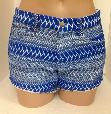 Pantalones cortos Iro talla 34 azul y blanco con trabillas para cinturón Foto 1 de 4