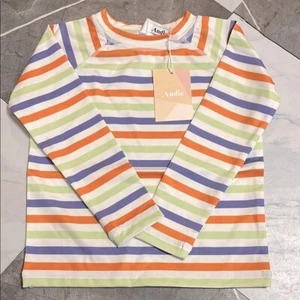 NUEVO Andie Naranja y Verde Rayas Los Niños Rashguard Natación Top Talla 3T - Imagen 1 de 3