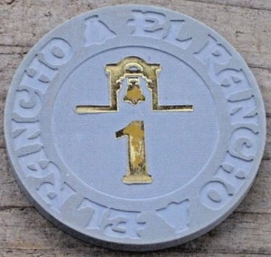 1ST EDT ROULETTE CHIP (G1) FROM THE EL RANCHO CASINO LAS VEGAS NV - Imagen 1 de 2