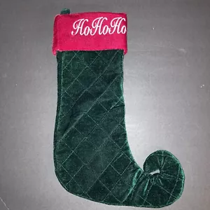 Green and red velvet HoHoHo Christmas stocking. Great Condition!! - Picture 1 of 3