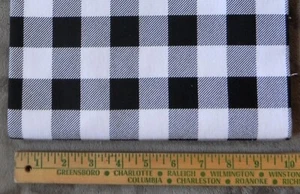 Single Yard Fabric, Black & White Buffalo Check, 100% Cotton Flannel, New - Picture 1 of 2