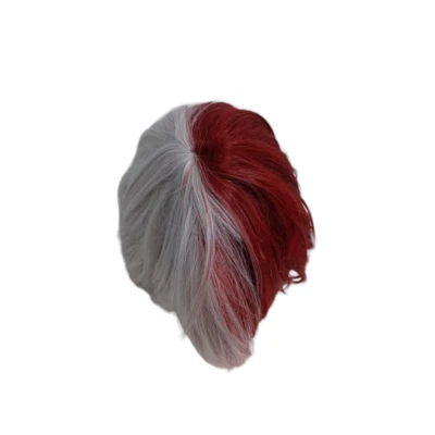 Peruca cosplay anogol cap cabelo curto vermelho prata branco ombre perucas cabelo sintético  - Imagem 1 de 4
