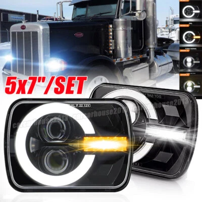 Para Peterbilt 379 2x 5X7 7x6 pulgadas LED Faro Lámpara Alto-Bajo DRL Señal de giro DOT Foto 1 de 4