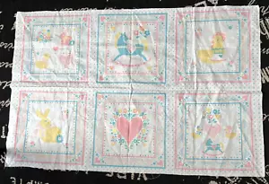 48X32 Vtg CUDDLE PRINTS Pastel Baby Animal CUT & SEW Cheater Quilt PANEL Fabric - Picture 1 of 11