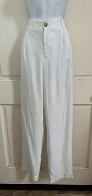 VINCE Bright White Silky Viscose High Rise Wide Leg Lined Trousers Sz 14 - Image 1 of 4