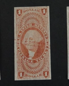 Estampilla de ingresos de EE. UU. R74A $1 boleto de pasaje imperforado primer número 1862-1871 - Imagen 1 de 2