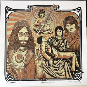 Stunning Art Print Beatles by Jermaine, Hampton and Emek RARE Metallics ed: 100 - Picture 1 of 4