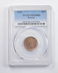 MS64RD 1864 Indian Head Cent Bronze PCGS *2861 - Picture 1 of 3