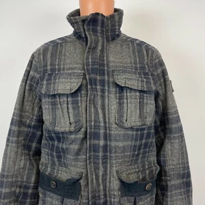 Abercrombie & Fitch Lake Harris Jacket Wool Blend Plaid Grey Size M - Picture 1 of 6