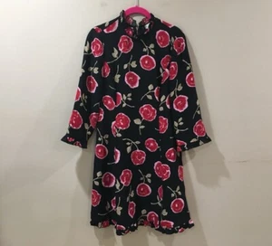 Kate Spade Hazy Rose Dress Womens Size 6 Floral Black Red 3/4 Sleeve - Picture 1 of 9